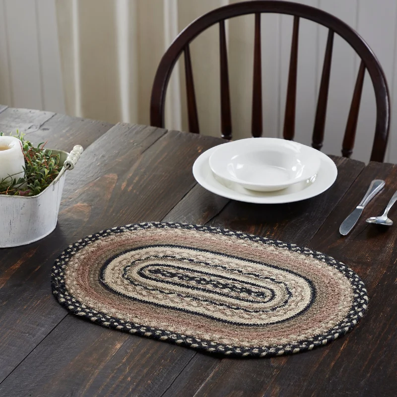 Sawyer Mill Charcoal Braided Oval Placemat 12x18"