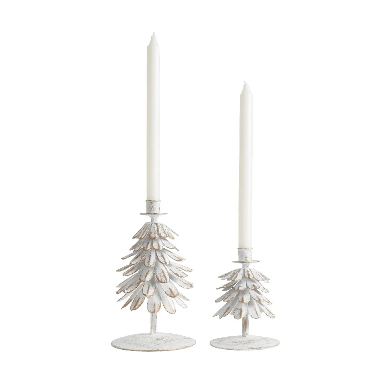 Snowy Pine Candle Holder