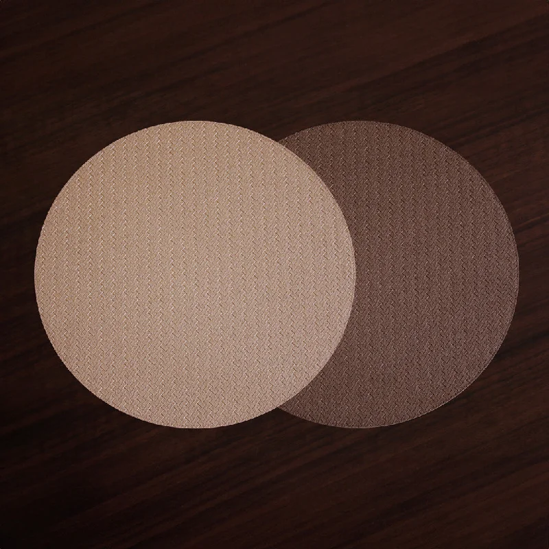 VIDA Metallic Snakeskin Reversible 15" Round Placemats Set of 4 (Gold and Light Bronze)