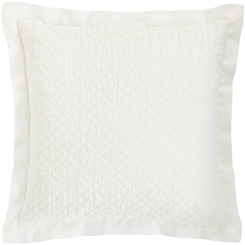 Washed Linen Ivory Quilted Sham