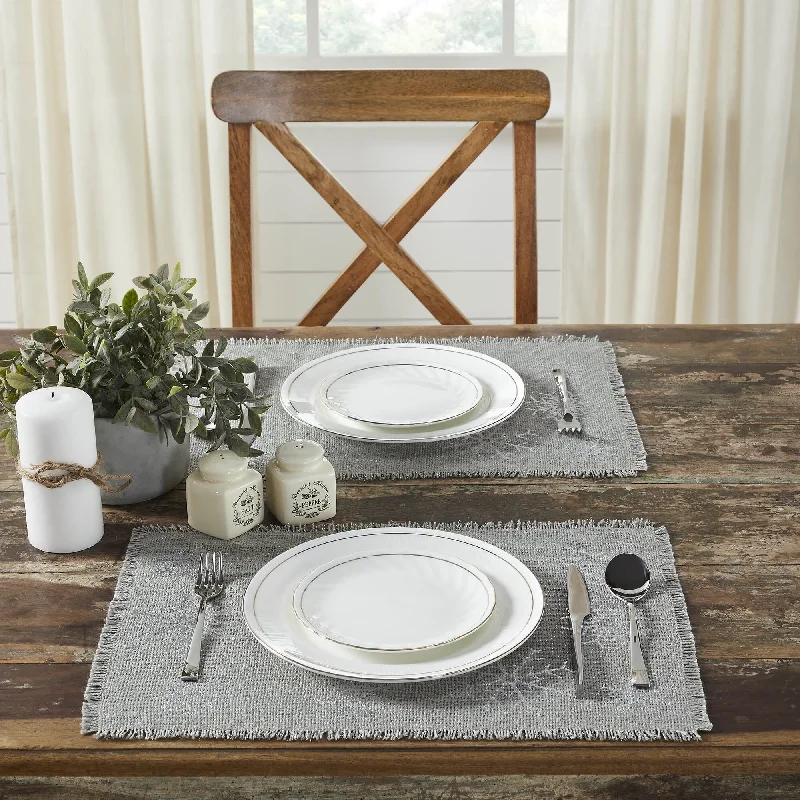 Yuletide Burlap Dove Grey Placemats - Set of 2