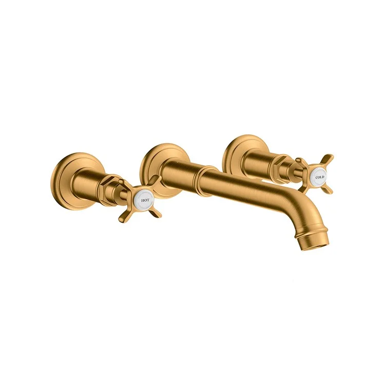 Lavatory Trim Montreux Wall Mount Widespread 2 Cross Brushed Gold Optic Rigid 1.2 Gallons per Minute