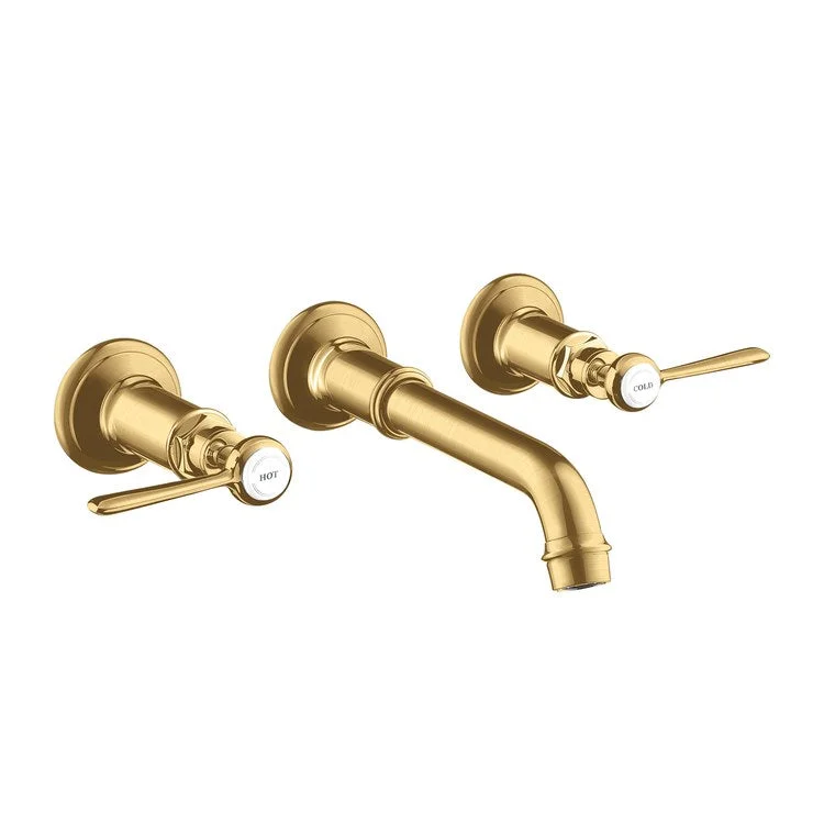 Lavatory Trim Montreux Wall Mount Widespread 2 Lever Brushed Gold Optic ADA Rigid 1.2 Gallons per Minute