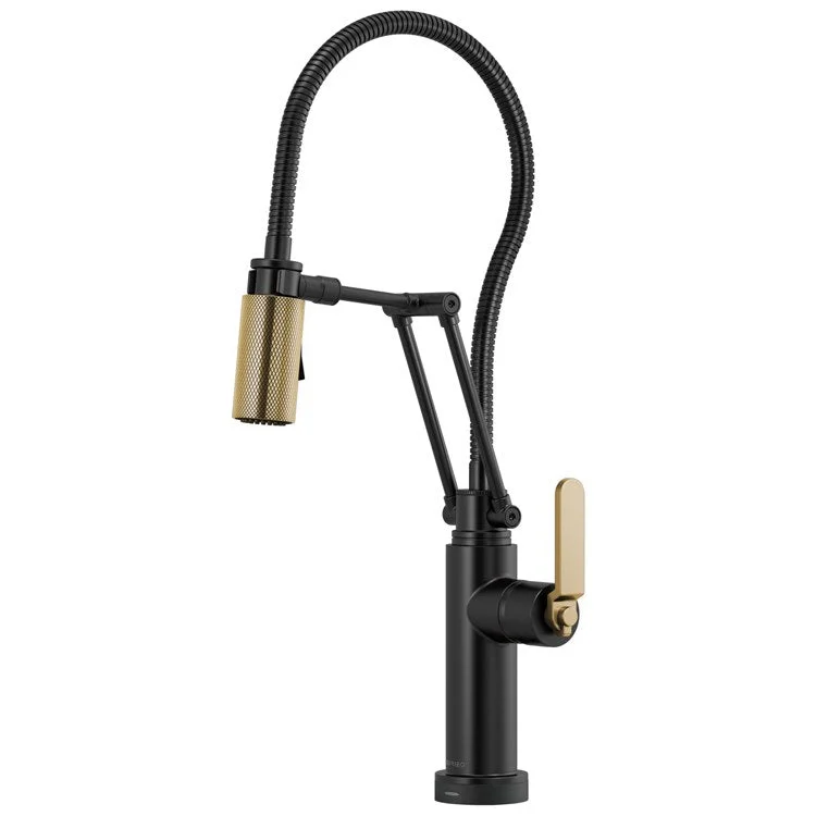 Kitchen Faucet Litze SmartTouch Technology with Finished Semi-Flexible Hose 1 Flat Lever ADA Matte Black/Brilliance Luxe Gold 1.8 Gallons per Minute