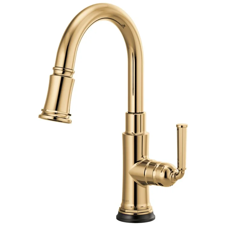 Prep Faucet Rook SmartTouch Technology 1 Lever ADA Brilliance Polished Gold Pull Down 2 Function Wand Aerated Stream/Spray 360 Degree Swivel