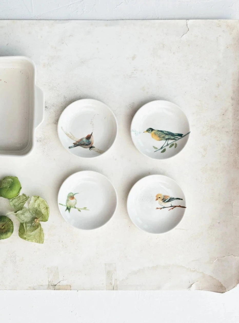 Creative Co-op - Stoneware Dish with Bird on Branch