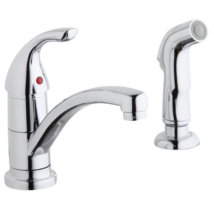 Kitchen Faucet Everyday Deck Mount 1 Lever ADA Chrome Handspray Type Side Standard 1 Hole Spout Height 6 Inch