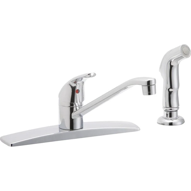 Kitchen Faucet Everyday Deck Mount 1 Lever ADA Chrome Handspray Type Side Standard 3 Hole Spout Height 5-7/8 Inch