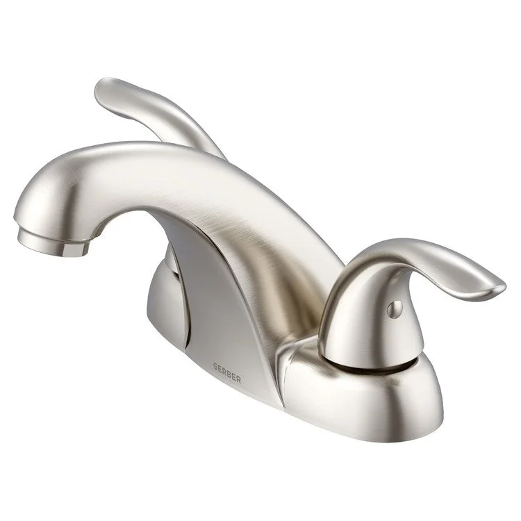 Lavatory Faucet Viper Centerset 4 Inch Spread 2 Lever ADA Brushed Nickel 1.2 Gallons per Minute Metal Touch Down