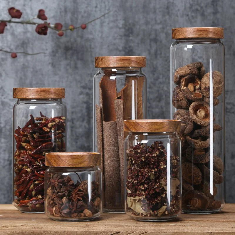 Glass Jars with Wooden Lids