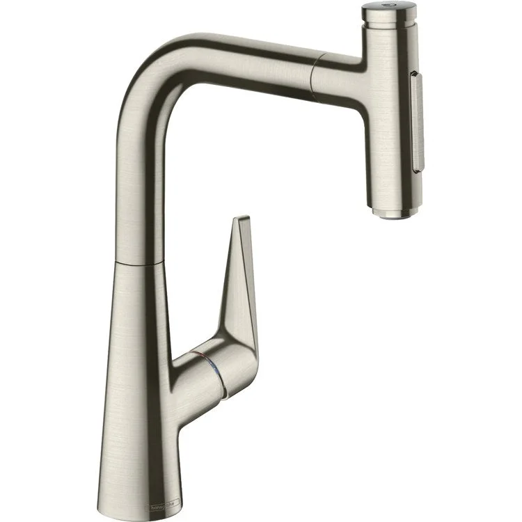 Kitchen Faucet Talis S Prep sBox 1 Lever ADA Steel Optic Pull Down 2 Function Swivel 1.75 Gallons per Minute