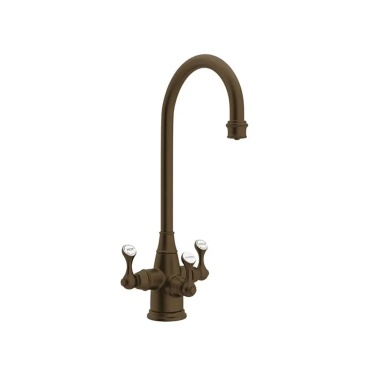 Bar Faucet Georgian Era 3 Lever English Bronze C-Spout with 0.5GPM Filtration Feature 1.5 Gallons per Minute