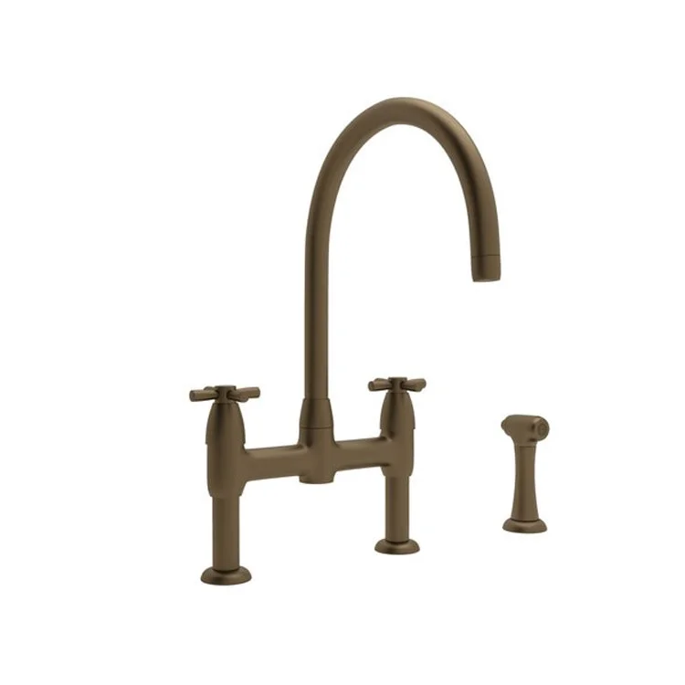 Kitchen Faucet Holborn Contemporary 8 Inch Spread 2 Cross CEC English Bronze Swivel C-Spout 3 Hole 1.8 Gallons per Minute