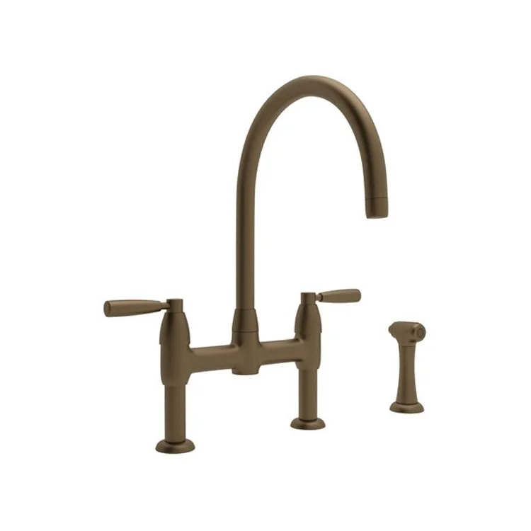 Kitchen Faucet Holborn Contemporary 8 Inch Spread 2 Lever CEC English Bronze Swivel C-Spout 3 Hole 1.8 Gallons per Minute