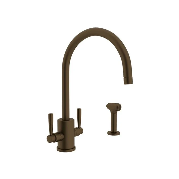 Kitchen Faucet Holborn Round Body 2 Lever English Bronze C-Spout 1.8 Gallons per Minute