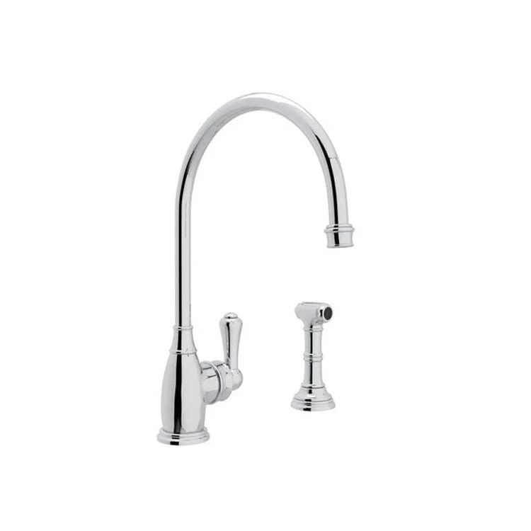 Kitchen Faucet Georgian Era 1 Lever Polished Chrome C-Spout 1.8 Gallons per Minute