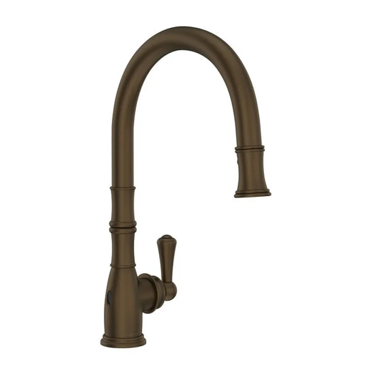 Kitchen Faucet Georgian Era with Touchless Technology 1 Lever English Bronze Dual Spray Pull Down C-Spout Touchless Senses Presence 1.75 Gallons per Minute