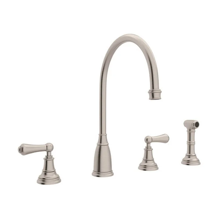 Kitchen Faucet Georgian Era 2 Lever Satin Nickel Swivel C-Spout 1.8 Gallons per Minute