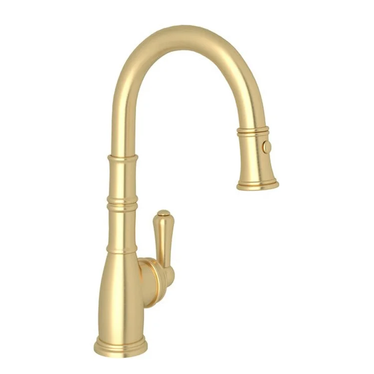 Bar Faucet Georgian Era 1 Lever Satin English Gold Pull Down Dual Spray Spout 1.75 Gallons per Minute