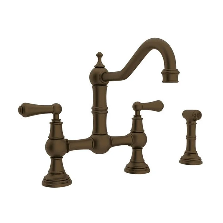 Kitchen Faucet Edwardian 8 Inch Spread 2 Lever English Bronze Bridge Swivel Spout 1.8 Gallons per Minute