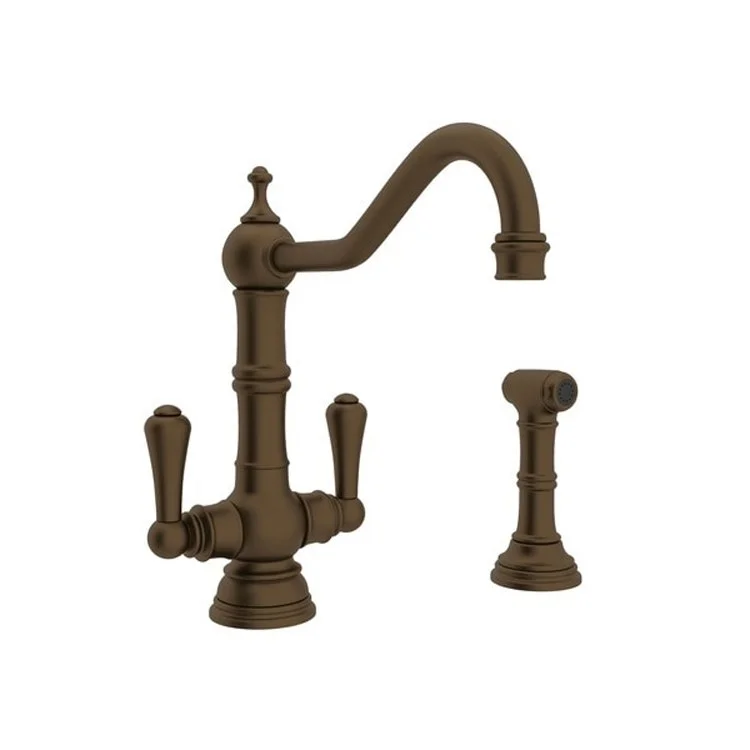 Kitchen Faucet Edwardian 6 Inch Spread 2 Lever English Bronze Swivel Spout 1.5 Gallons per Minute