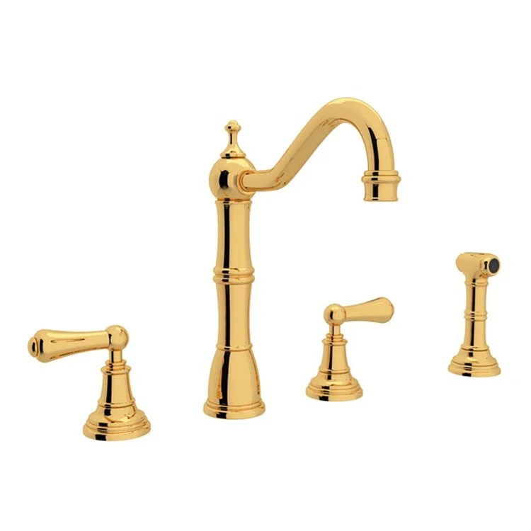 Kitchen Faucet Edwardian 2 Lever English Gold Swivel Spout 1.8 Gallons per Minute