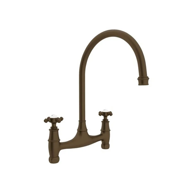 Kitchen Faucet Georgian Era 7-7/8 Inch Spread 2 Cross English Bronze Bridge Swivel Spout 1.8 Gallons per Minute 7-7/8 Inch