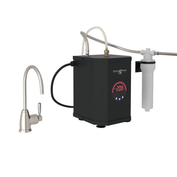 Hot Water Dispenser Holborn with Tank & Filter Kit 1 Lever C-Spout Satin Nickel 6-1/2 Inch 0.5 Gallon per Minute