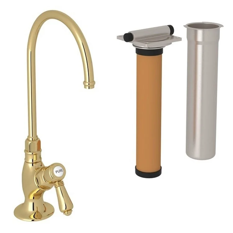 Faucet Kit San Julio Brass 1/4 Inch Filter Mini Metal Lever Unlacquered Brass