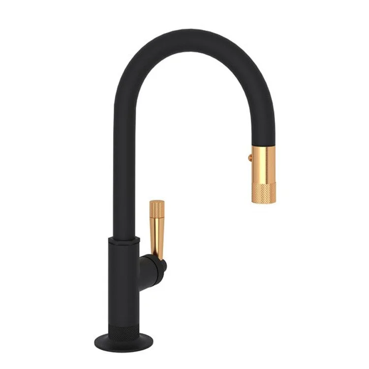 Bar Faucet Graceline Food Prep 1 Lever Matte Black/Satin Gold 1.8 Gallons per Minute Pull Down Spout