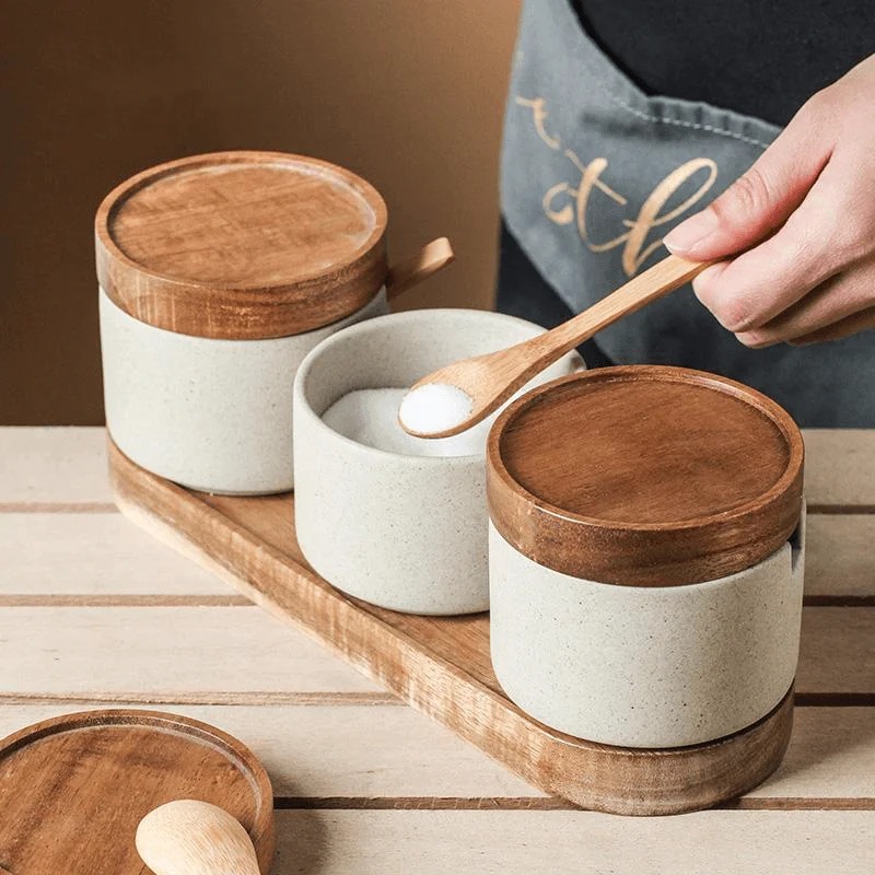 Round Ceramic Seasoning Jar Set