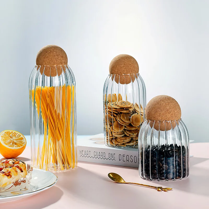 Striped Cork Sealed Glass Jars