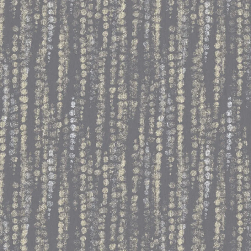 Beaded Rain Wallpaper in Grey/Metallic