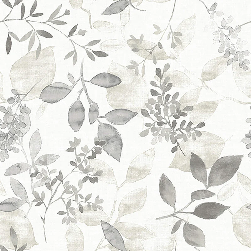 Botanical Leaf Wallpaper in Grey/Cream