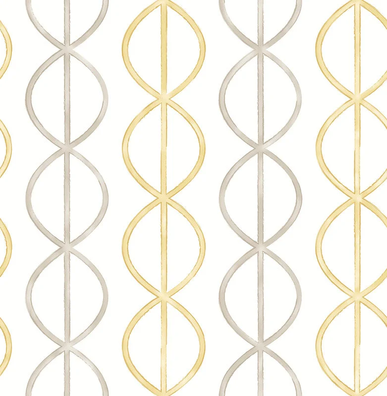 Chainlink Contemporary Wallpaper in Mustard/Taupe