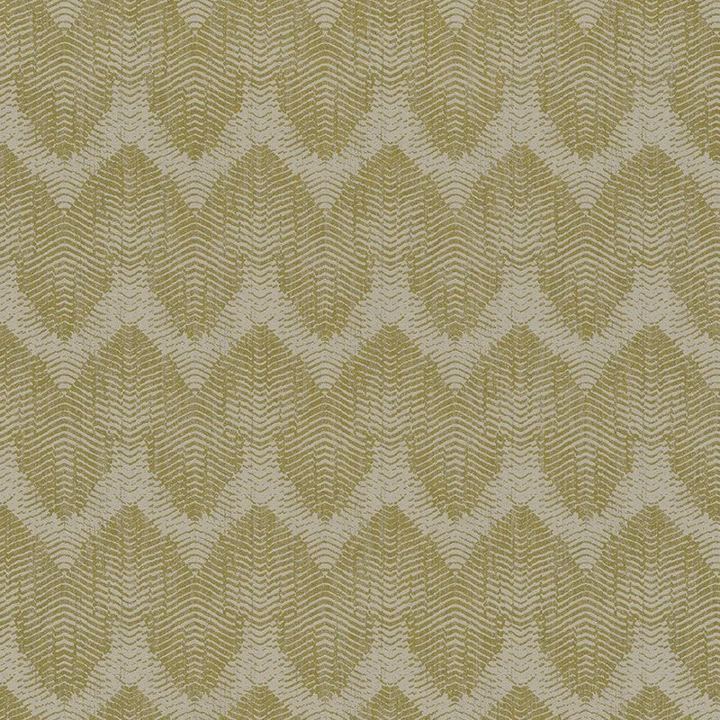 Flamestitch Retro-Chic Wallpaper in Cream/Green/Gold