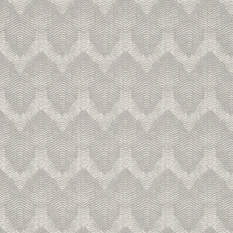 Flamestitch Retro-Chic Wallpaper in Cream/Silver