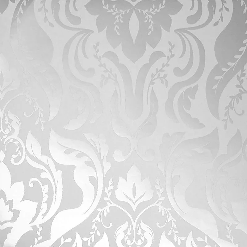 Floral Damask Metallic Wallpaper in Grey/White