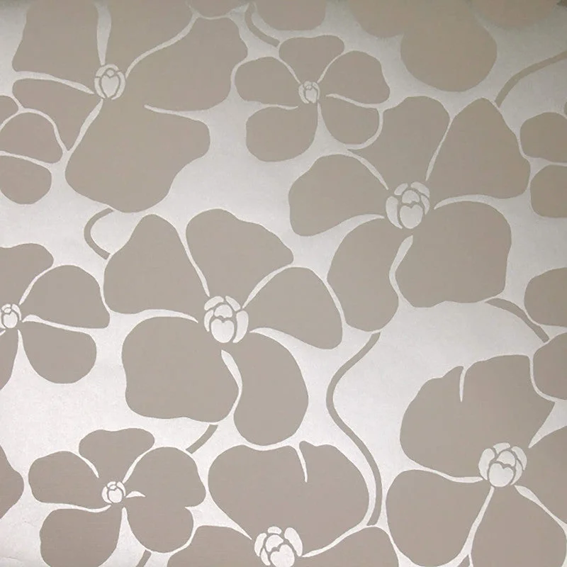 Floral Metallic Wallpaper in Brown/Grey/Taupe