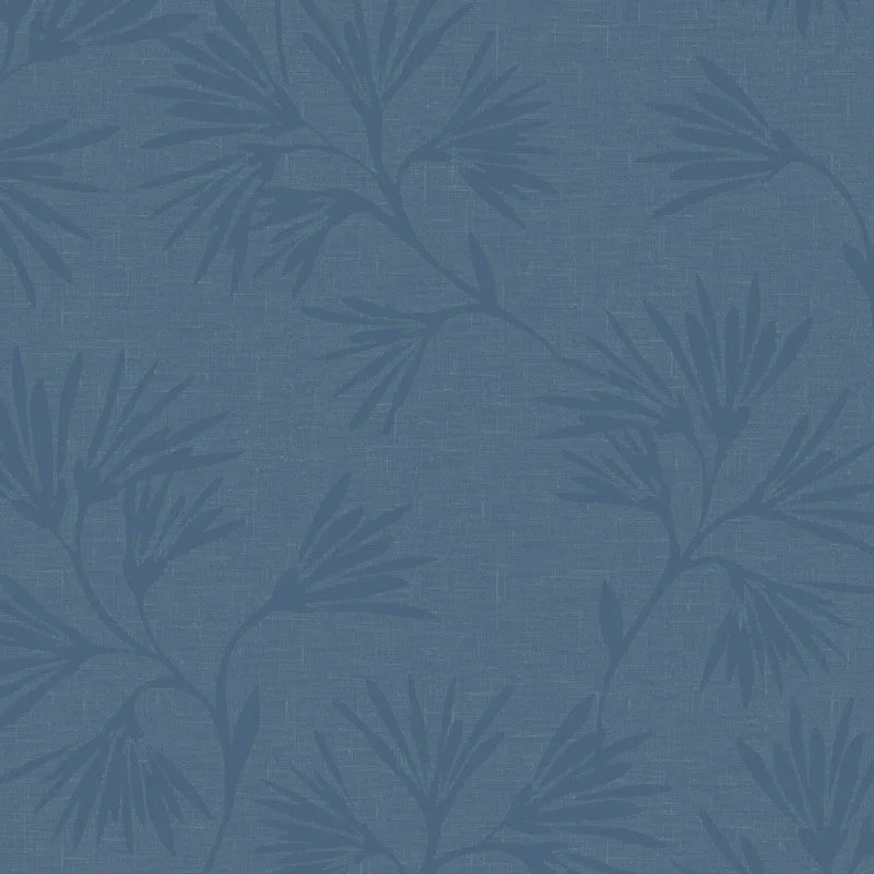 Floral Monochromatic Wallpaper in Navy