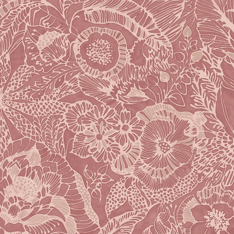 Floral Opulent Wallpaper in Terracotta/Coral