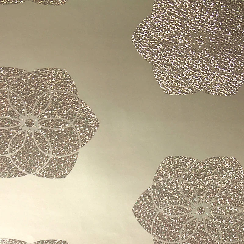 Flower Metallic Wallpaper in Taupe/Yellow