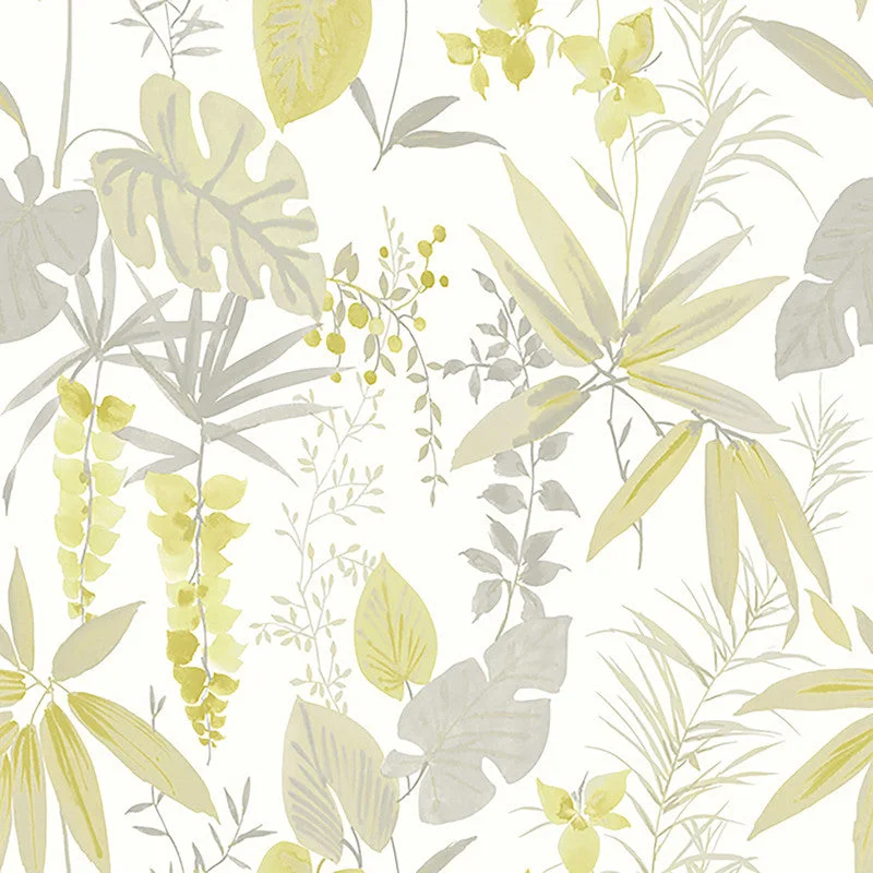 Foliage Tones Wallpaper in Yellow/Grey