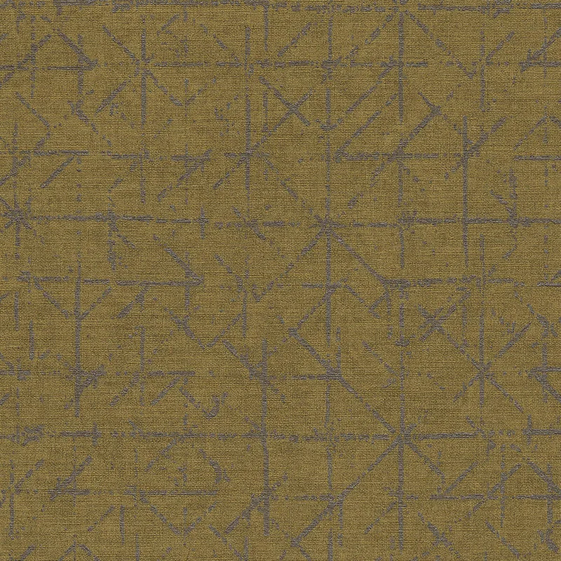 Geo Abstract Textural Wallpaper in Gold/Mustard