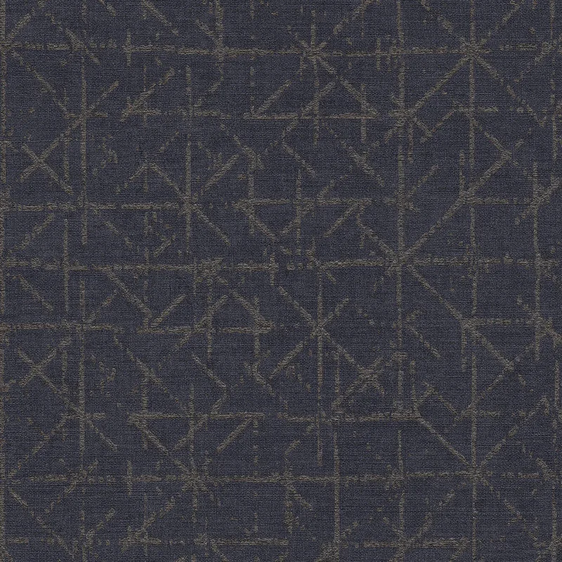 Geo Abstract Textural Wallpaper in Gold/Navy