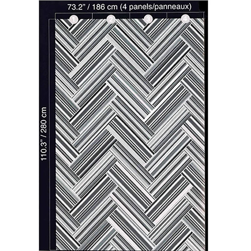 Geo Chevron Wall Mural in Black/Blue/Red