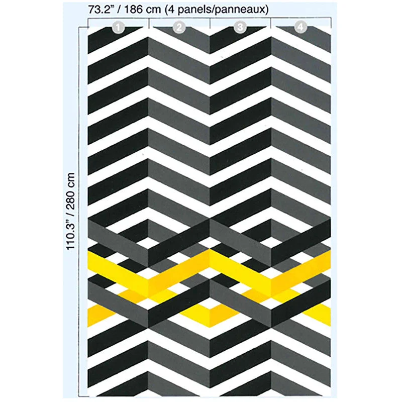 Geo Chevron Wall Mural in Black/Grey