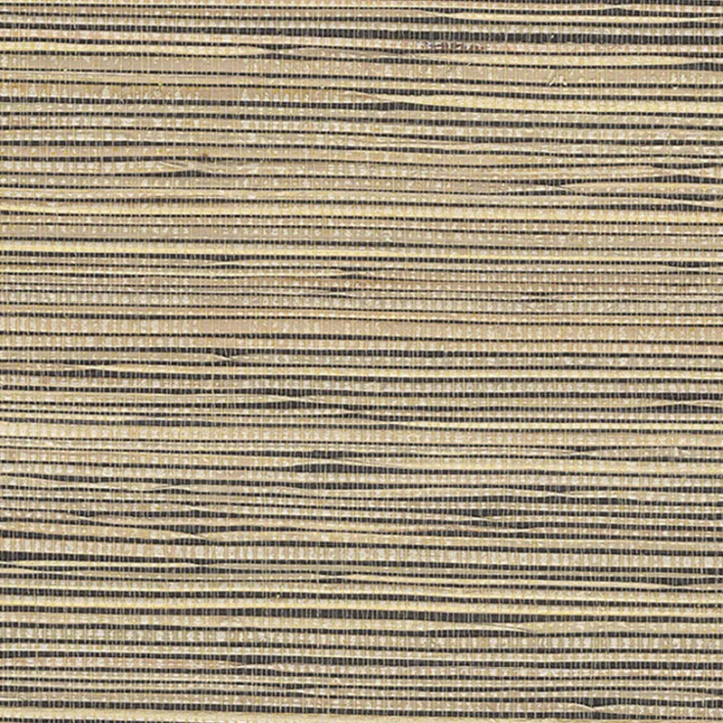 Grasscloth Coarse Crosshatch Wallpaper in Wheat/Black