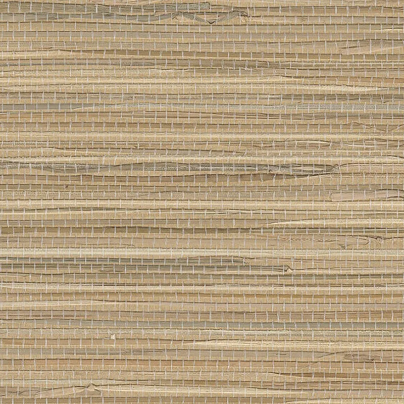 Grasscloth Coarse Strands Wallpaper in Wheat/Green