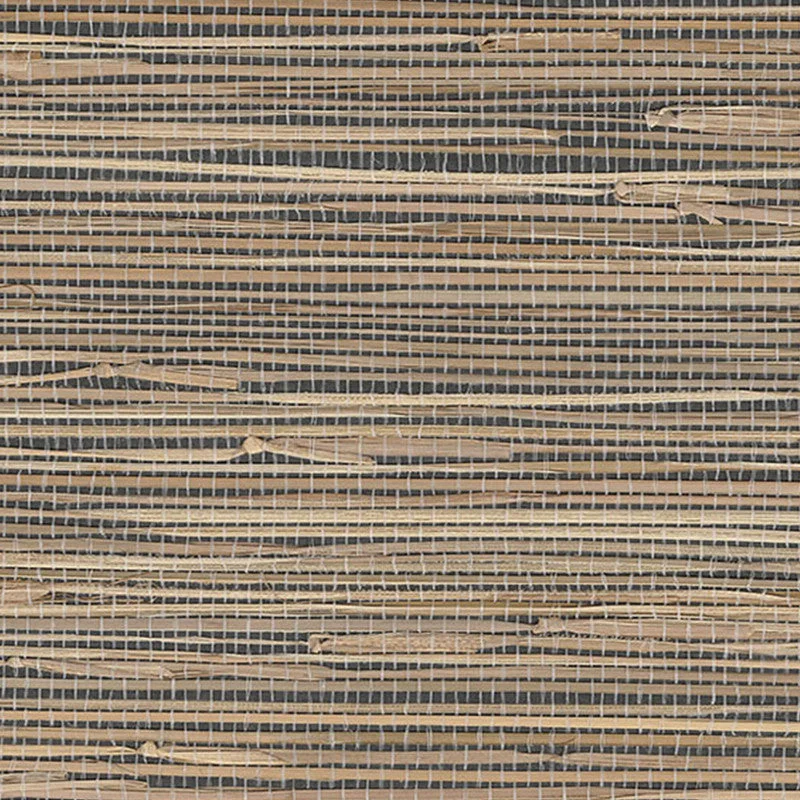 Grasscloth Natural Texture Wallpaper in Tan/Black